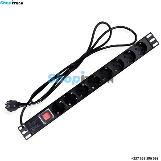 Prises PDU 8 voies avec unité de distribution d’alimentation à prise européenne horizontale 1,8 m