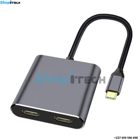 Hub USB de type-C 4 en 1 vers double 4K HD - Compatible avec port de charge USB-C - Support d'affichage à double écran