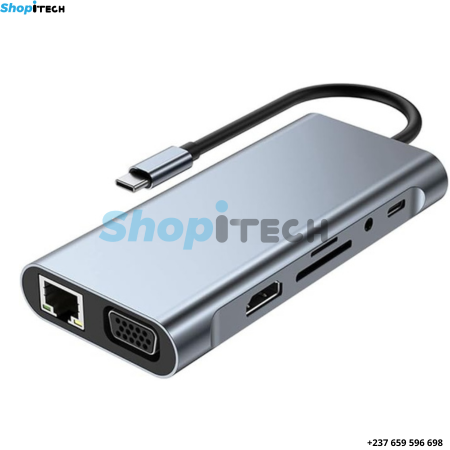 Hub 11 en 1, Type-C avec USB 3.0 Compatible 4K,