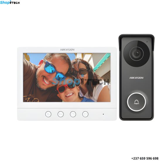 Système d'interphone vidéo HD 4 fils DS-KIS213, écran LCD TFT 7 pouces, microphone et haut-parleur omnidirectionnels intégrés, étanchéité IP65, résolution 1280 x 720 à 60 images/s, noir et blanc